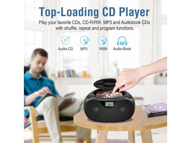 Portable CD Player Bluetooth Boombox with AM/FM Radio, USB, AUX-in, Headphone Jack, CD-R/RW & MP3-CD Compatible, Stereo Sound with Bass Boost,...