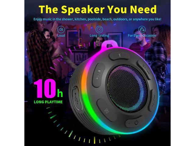Portable Bluetooth Shower Speaker with Led Light,Waterproof Speaker Loud Sound Built-in Mic Hands,Free Suction Cup & Hook,small Shower speakers for...