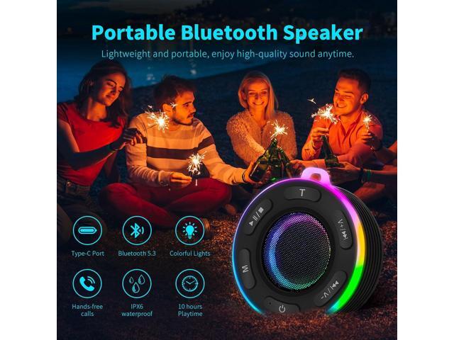 Portable Bluetooth Shower Speaker with Led Light,Waterproof Speaker Loud Sound Built-in Mic Hands,Free Suction Cup & Hook,small Shower speakers for...