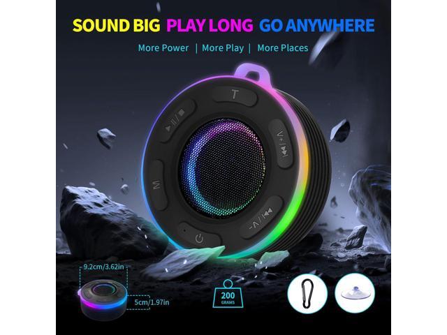 Portable Bluetooth Shower Speaker with Led Light,Waterproof Speaker Loud Sound Built-in Mic Hands,Free Suction Cup & Hook,small Shower speakers for...