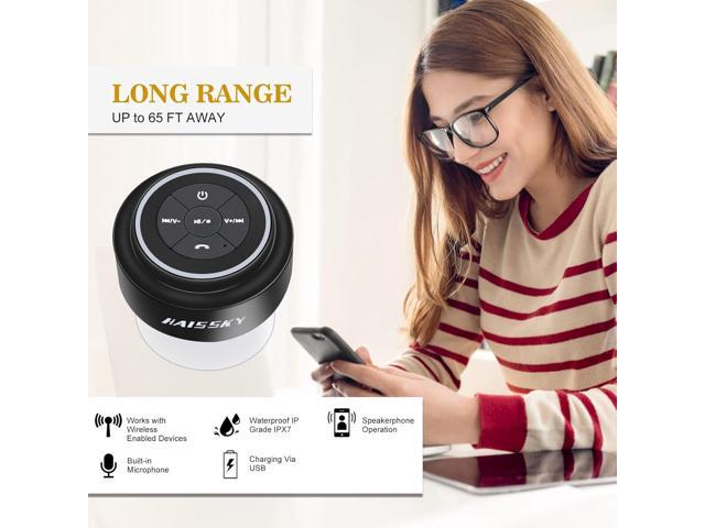 HAISSKY Bluetooth Shower Speakers, Portable Wireless Speaker with Suction Cup, IP67 Waterproof Speaker Pairs Easily to Phones, Tablets, Computer,...