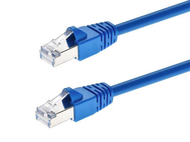 Monoprice 50FT 24AWG Cat6A 500MHz STP Ethernet Bare Copper Network Cable - Blue
