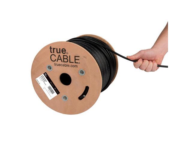 TRUE CABLE Cat6 Direct Burial Outdoor Bulk Ethernet Cable, Shielded F/UTP, 500ft, Black, 23AWG Solid Bare Copper, Heavy Duty Outdoor, OSP Jacket,.