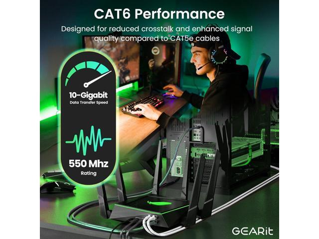 GEARit Cat 6 Ethernet Cable (20-Pack 1 Foot) Cat6 Network Patch, 10Gbps, RJ45, Snagless Cord, Gold-Plated Connectors, Internet for PC, TV, Tablet,...