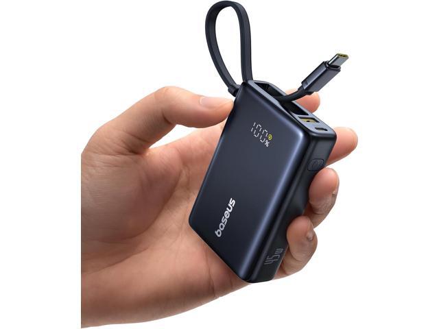 Baseus Power Bank, Picogo 10000mAh 45W 3-Output Portable Charger with Built-in USB-C Cable, PPS/PD QC Fast Charging External Battery Pack for...