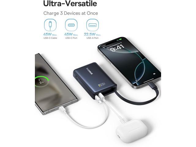Baseus Power Bank, Picogo 10000mAh 45W 3-Output Portable Charger with Built-in USB-C Cable, PPS/PD QC Fast Charging External Battery Pack for...