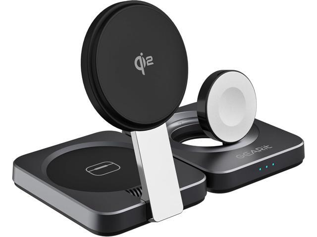 GEARit 3-in-1 Wireless Charging Station - Qi2 MagSafe Charger Stand for Phone, Watch and Earbuds - Works with iPhone 15, 16, 16 Pro, Pro Max, Apple...