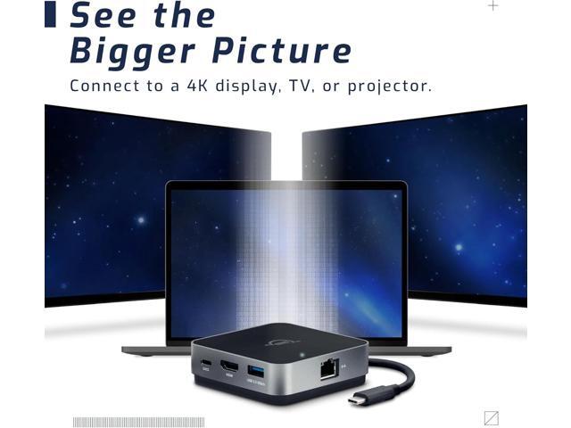 OWC USB-C Travel Dock E, 6 Port, Bus-Powered, USB Type-C 100W Pass Through, one 4K Display, (2) USB 3.2 Type-A, HDMI, SD Card, Gigabit Ethernet,...