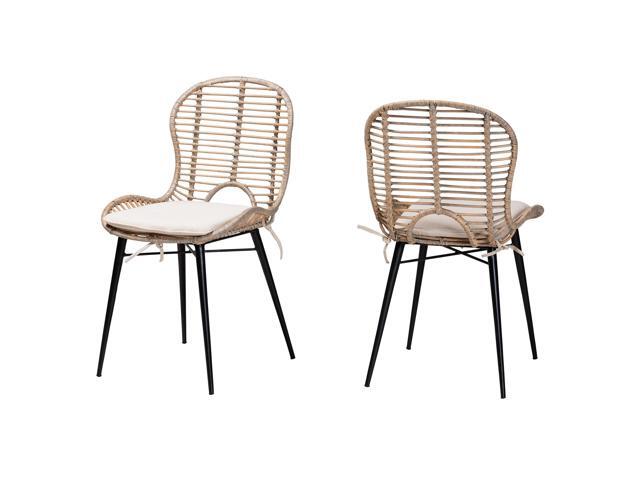 bali & pari Brenna Natural Rattan Dining Chair, 2-Piece Set, Greywashed