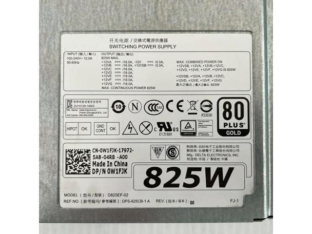 For T5810 T7810 T7910 825W Server Power Supply DPS-825CB-1 A W1FJK 0W1FJK D825EF-02