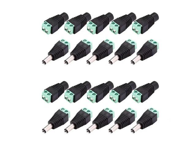 10 pair (20pcs) Coax Cat5 To Bnc DC Power Male jack plug DC female Connector plug adapter Av BNC UTP for CCTV Camera Video Balun