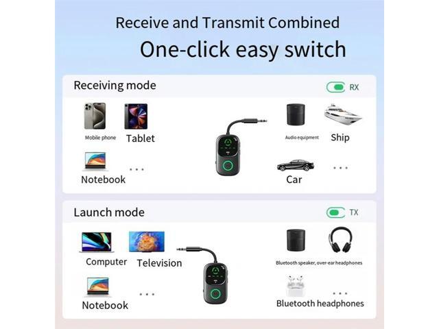 Bluetooth 5.4 Audio Receiver/Transmitter AUX Audio Adapter For Tvs, Headphones, Cars, And Other Devices With A 3.5 Mm Jack