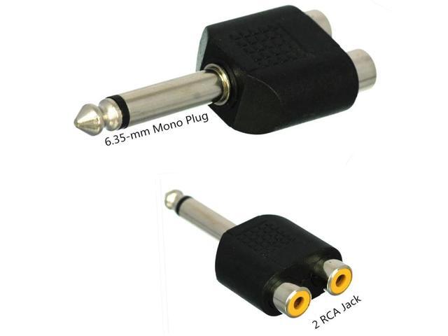 1pc 6.35mm 1/4' Male Mono To 2 Dual RCA Female Y Splitter Audio Adapter Connector