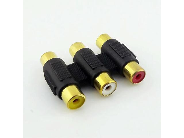 1pc Triple 3 RCA Female to 3 RCA Female GOLD AV Video Audio Connector Adapter