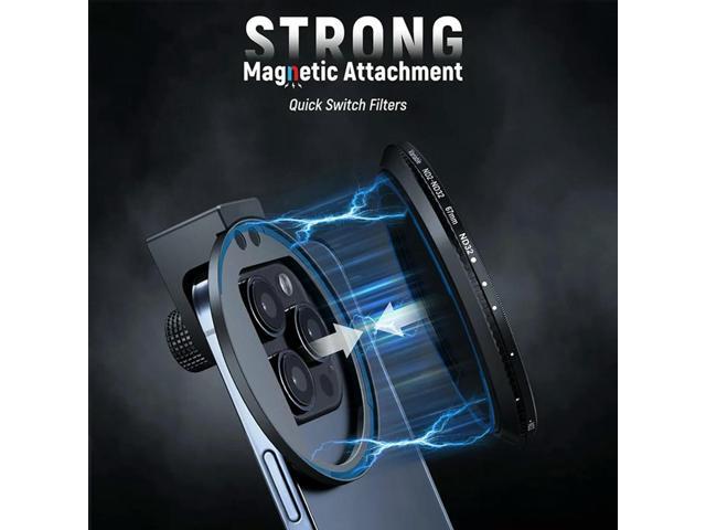 Clip On 67Mm ND2-32 Magnetic Phone Lens Filter Kit Phone Clip With Magnetic Adapter Ring For Phone