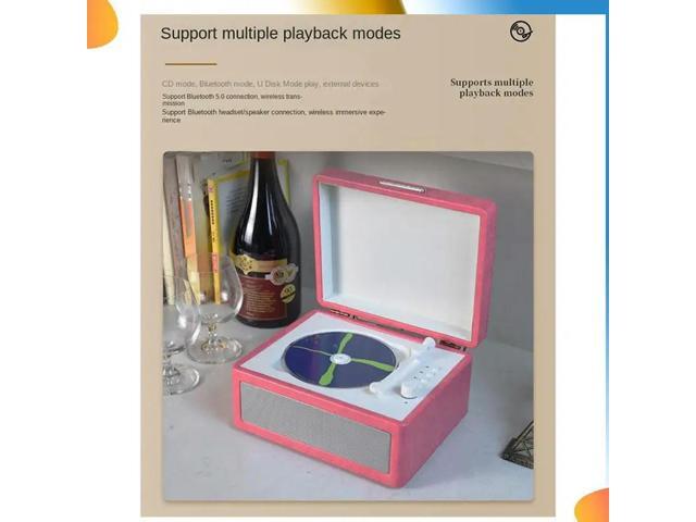 Portable Wireless Bluetooth Speaker, Multi-Functional Reprodutor CD Retro, Record Audio Player
