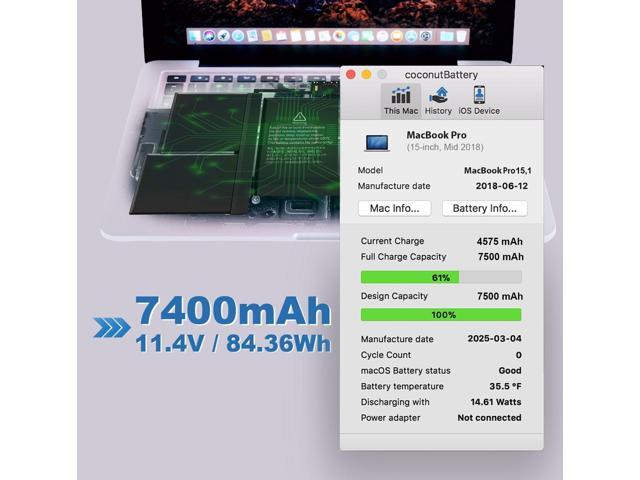 A1953 Battery for MacBook Pro 15 Inch A1990 (Mid 2018 2019) EMC 3215 3359