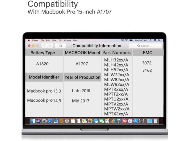 A1707 Replacement Battery for MacBook Pro,A1820 Laptop Battery for MacBook Pro 15 inch A1707 (2016, 2017) 6680mAh 76.15Wh EMC 3072 3162
