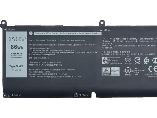 69KF2 Laptop Battery 86Wh Compatible with Dell Alienware M15 R3 / M15 R4 / M15 R5 / M15 R6 / M15 R7 / M16 R1 / M17 R3 / M17 R4 / Precision 5550...
