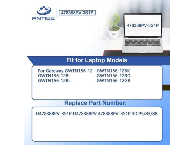 ANTIEE U478388PV-3S1P U478388PV 478388PV-3S1P Laptop Battery Replacement for Gateway GWTN156-12Bl GWTN156-12BK GWTN156-12BL GWTN156-12GR...