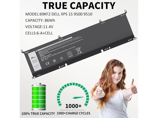 New 86Wh 69KF2 Battery Replacement for Dell G7 15 7500 G15 5510 5511 5515 5520 5521 XPS 15 9500 9510 9520 Precision 5550 5560 5570 Alienware M15 R3...