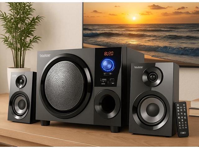 Boytone 60W Wireless Bluetooth Speaker with Powerful Bass, FM Radio, Remote Control - For Phone, Laptop, Aux-in, USB/SD