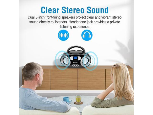 MEGATEK Portable CD Player Boombox with FM Radio, Bluetooth, USB Port, AUX Input, and Headphone Jack CD-R/CD-RW/MP3-CD Compatible, Clear Stereo...