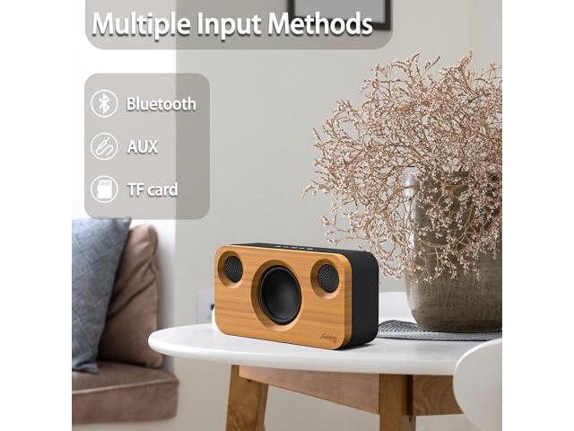 Bluetooth Speaker with Deep Bass, 40W(Peak) Wireless Portable Speaker with AUX, TF Card, Stereo Sound Wood Home Audio Sync up to 100 Bluetooth 5.3...