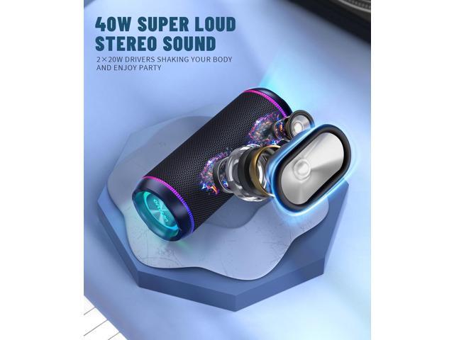 Ortizan Portable Bluetooth Speaker, 40W Loud Sound and Deep Bass, IPX7 Waterproof, True Wireless Stereo, Bluetooth 5.3, Colorful Flashing Lights,...