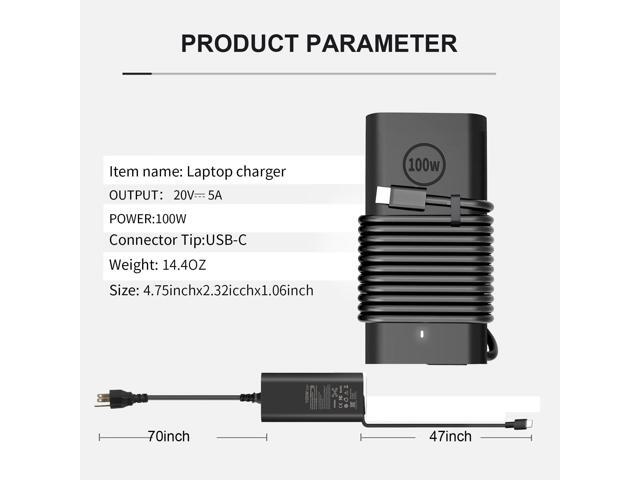 GAN 100W USB C Dell Laptop Charger for Dell Latitude 5340 7640 7340 7440 5440 5540 9440 5289 5300, Precision 3540 3580 3480 3581 5480 5680,...