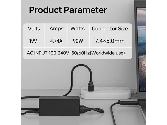 LXHY 90W 19V 4.74A AC Charger Compatible with HP 22-c0073w 22-df0003w 22-df0013w All-in-One Desktop 608428-001 609940-001 Laptop Power Supply Adapter