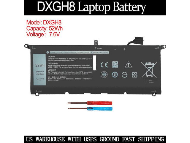 52Wh 7.6V 6500mAh DXGH8 Battery Replacement for Dell XPS 13 9370 9380 7390 Series, Inspiron 13 7391 2-in-1 Series, Inspiron 5390 5391 7490 Series,...