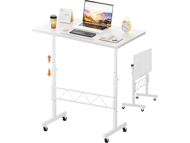 Standing Desk Adjustable Height & Tiltable Tabletop, Portable Stand Up Desk for Laptop, Mobile Folding Desk for Home Office Work and Walking Pad...