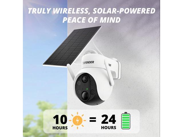 Defender - Solar Powered 4K AI Everwatch Wireless Security PTZ Camera with 3W Solar Panel, AI Detection, 2 Pack - White - image 6