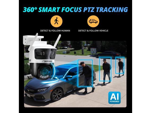 Defender - AI 3K+ Guard Tri-Lens PTZ WIFI Plug-in Security Camera, 360° Tracking, AI Detection, Works w/ Guard App, 2 Pack - White - image 5