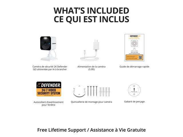 Defender - GO 2K AI POWERED Plug-in Power Indoor/Outdoor Home Security, Baby & Pet Camera - White - image 8