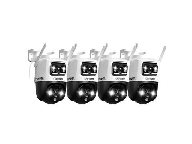 Defender AI POWERED Guard Pro 3K PLUS Dual Lens PTZ Wi-Fi 6 Plug-in Security Camera - 4 Pack