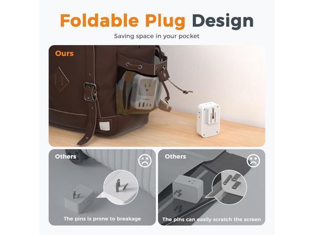 USB C Charger Block 20W, TESSAN PD Fast Charging Adapter with Foldable Plug, 1875W Power Outlet Extender(4 AC and 4 USB) for Cruise, Home, Office,...