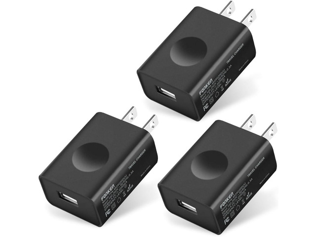 USB Wall Charger, FONKEN 3Pack 5V 2A Power Adapter Universal Travel Charger USB Plug Cell Phone Charger Block Cube Compatible with iPhone, iPad,...