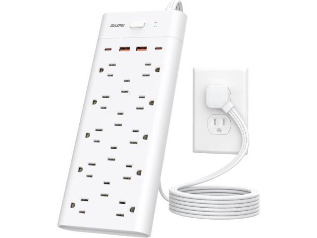 Surge Protector Power Strip Outlet Extender with 14 Outlets and 4 USB Ports (2 USB C), 6 Ft Flat Plug Extension Cord, 1700 Joules, Wall Mount for...