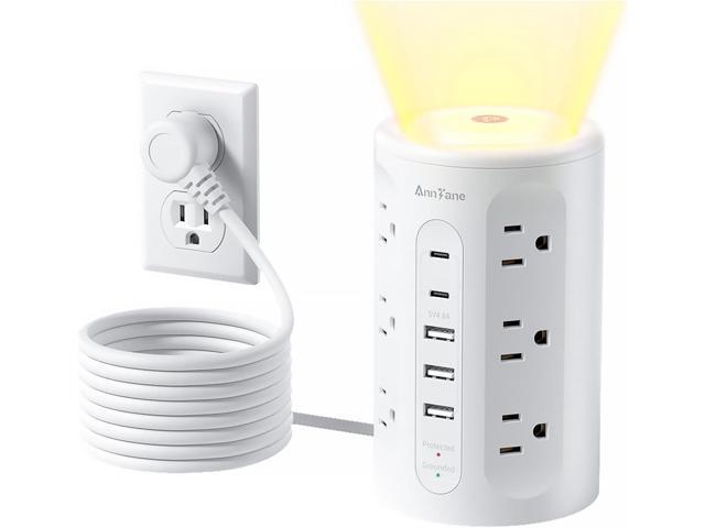 Power Strip Tower with Night Light, 15W Surge Protector Power Strip with USB Ports, 10 FT Extension Cord with Multiple Outlets (12AC+3A+2C) for...