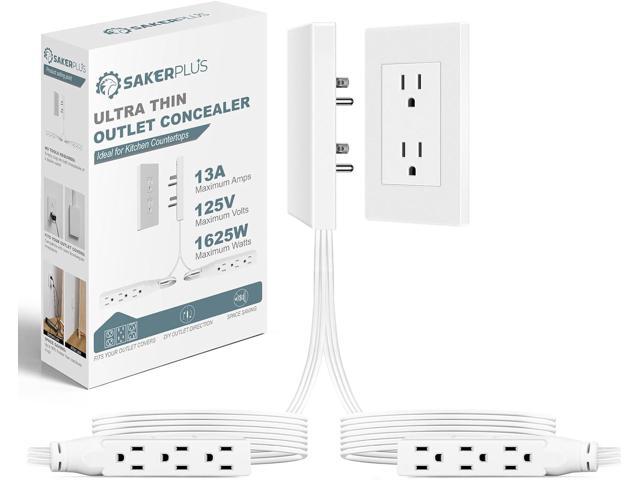 Outlet Concealer Power Strip-Outlet Cover Extender with 3AC Outlets-8ft Flat Plug Extension Cord,Universal Size,1625W for Kitchen, Home and...