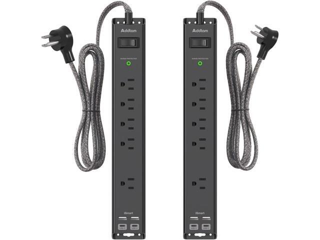 10Ft Surge Protector Power Strip - Extension Cord with Multiple Outlets, 5 Widely Outlets 4 USB Ports, Wall Mount, Flat Plug, Desk Charging Station...