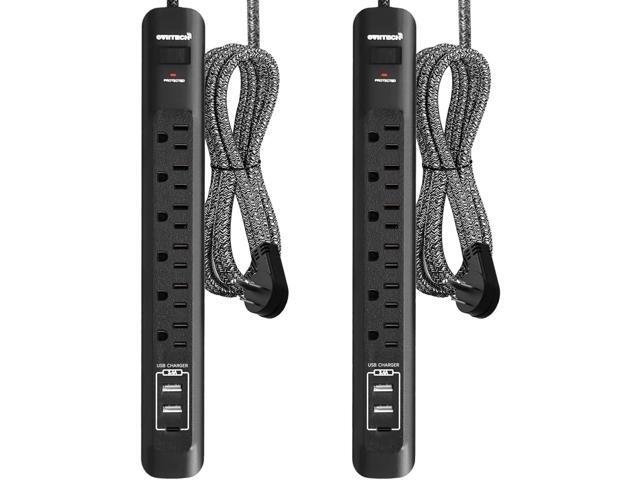 2 Pack Power Strip Surge Protector - 10 Ft Extension Cord with 6 Outlets with 3USB Ports1 USB C Port1875W/15A, Flat Plug, Wall Mount Desk Charging...