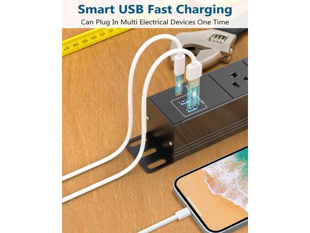 8 Outlet Heavy Duty Power Strip with USB PD 20W, BTU Surge Protector 6FT Cord Long Power Strip with USB A & USB C, Wide Spaced and Wall Mount Metal...
