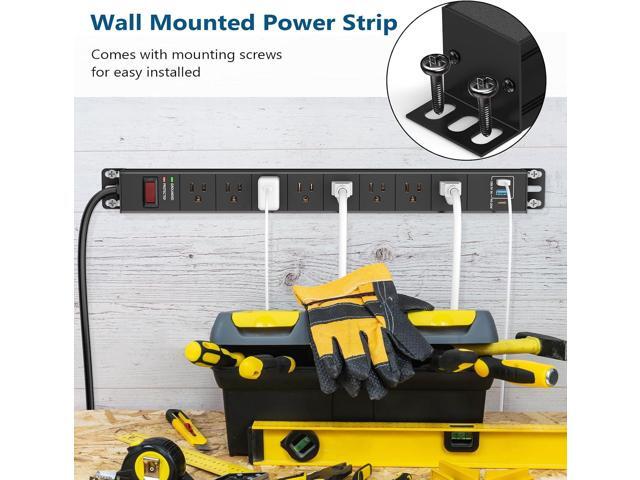 8 Outlet Heavy Duty Power Strip with USB PD 20W, BTU Surge Protector 6FT Cord Long Power Strip with USB A & USB C, Wide Spaced and Wall Mount Metal...