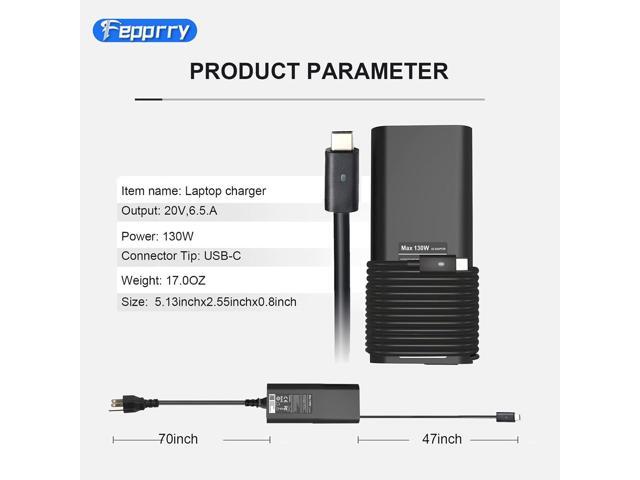 Replacement 130W USB C Laptop Charger Compatible with Dell XPS 15 2in1 9575 9510 9500 9520 XPS 17 9700 9710 9720, Precision 5530 2in1 5550 5560...