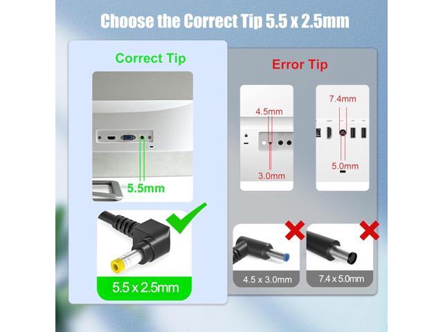 19V AC Adapter Compatible with HP Monitor 27es 23es 27f 27xi 27er 27xw 27cw 27fw 27bw 22cwa 22bw 22xw 22cw 23er 23bw 23xw vh240a 24f 24ea 24mh 24xw...