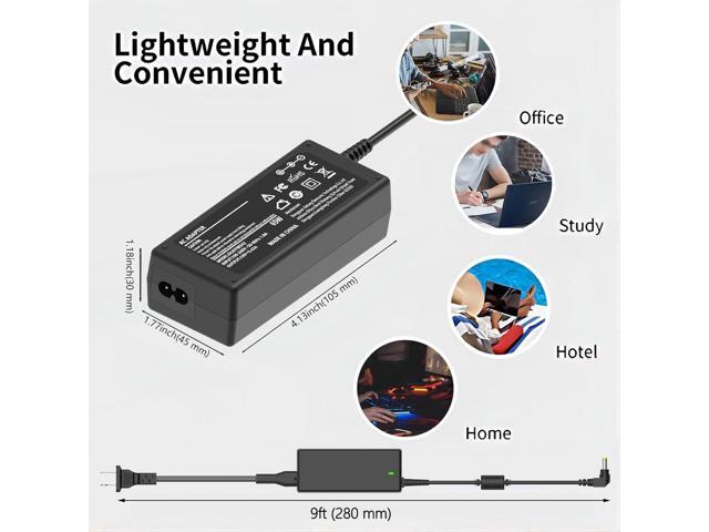 65W Laptop Charger Compatible with Toshiba Satellite C55 L510;Toshiba Portege Z30 R835 Satellite Radius 11 14 15 Power Supply Cord 19V 3.42A