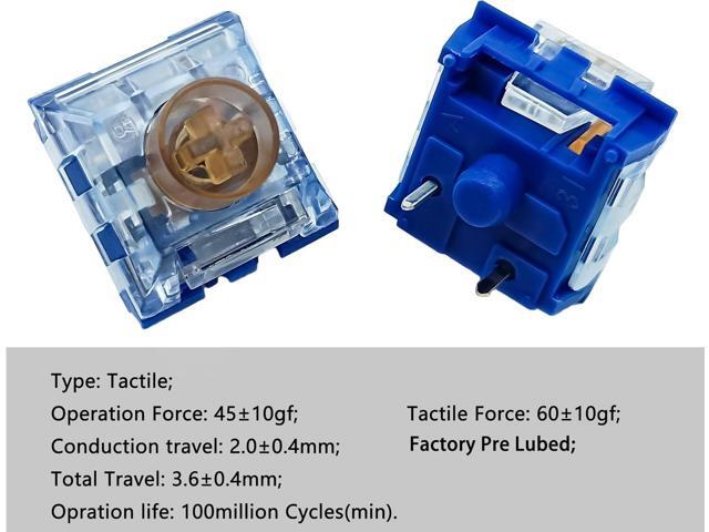 Silent Tactile Switches,Kailh Box Deep-Sea Silent Whale Switches for Mechanical Keyboard,3-Pin 45gf Tactile/Dustproof/Long Life SwitchesSilent...